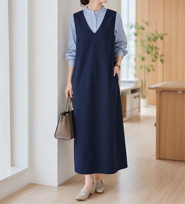 BELLUNA（ベルーナ）の「【２点セット】ロゴＴシャツ付ワンピースアンサンブル（アンサンブル）」｜詳細画像
