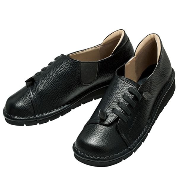 ルフラン（ルフラン）の「＜ラシーナコンフォート＞４Ｅサイドゴムレースアップシューズ（フラットシューズ）」｜ブラック