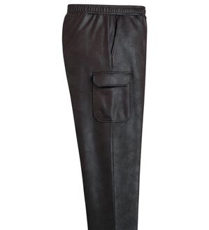 「レザー調カーゴパンツ（メンズフルレングスパンツ）」｜ブラウン