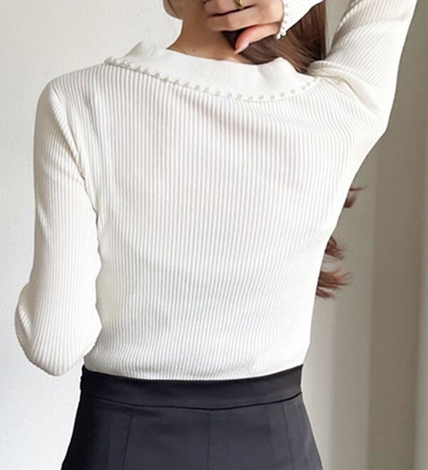 GeeRA（ジーラ）の「【YOUING.】パール衿リブニット（ニット・セーター）」｜詳細画像