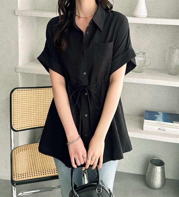 GeeRA（ジーラ）の「２ｗａｙウエストリボンシャツチュニック（チュニック）」｜詳細画像