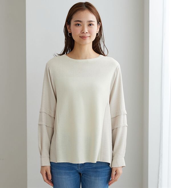 BELLUNA（ベルーナ）の「ニット切替袖タックプルオーバー（ニット・セーター）」｜詳細画像