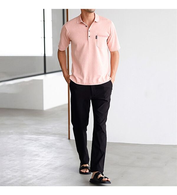 「＜イネド＞ヴィンテージ加工のニットポロ（メンズポロシャツ）」｜詳細画像