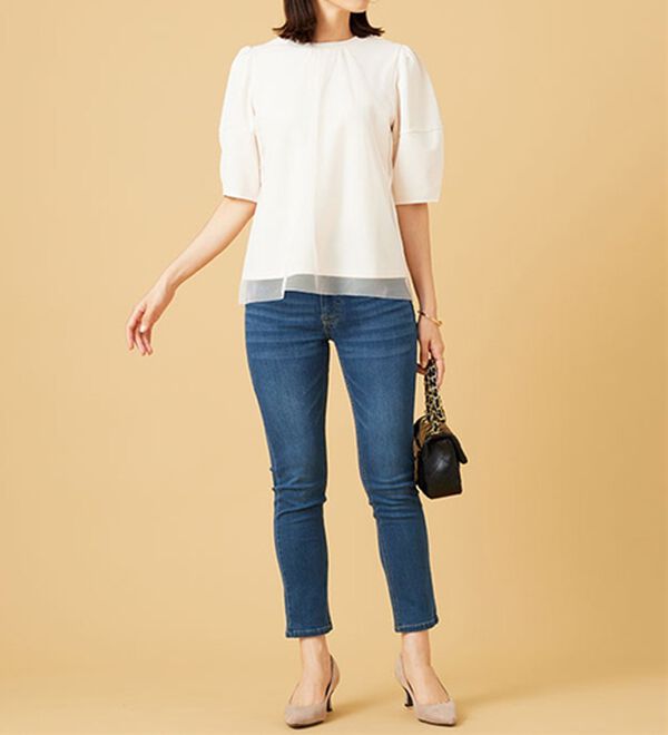 BELLUNA（ベルーナ）の「ランタンスリーブチュール重ねプルオーバー（カットソー）」｜詳細画像