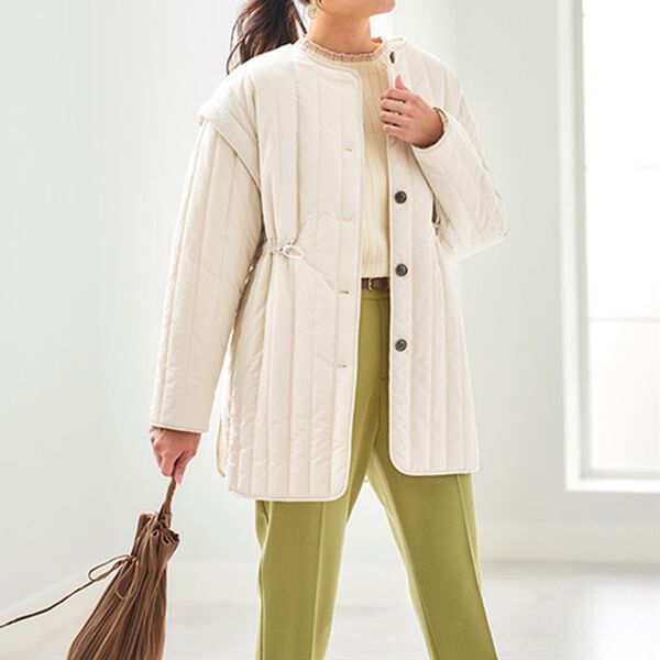 BELLUNA（ベルーナ）の「中わたストライプキルト２ＷＡＹコート（ハーフコート）」｜詳細画像