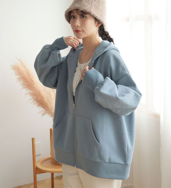 A HAPPY MARILYN（アハッピーマリリン）の「【Ｌ～８Ｌ】【ハピぽか裏起毛】ゆったりジップパーカー 毛玉になりにくい（パーカー）」｜詳細画像