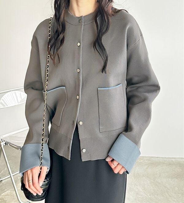 GeeRA（ジーラ）の「配色カラーニットカーディガン（ニットカーディガン）」｜詳細画像