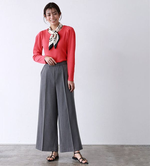 Pierrot（ピエロ）の「【選べるネック】パワーショルダーリブニット（ニット・セーター）」｜詳細画像