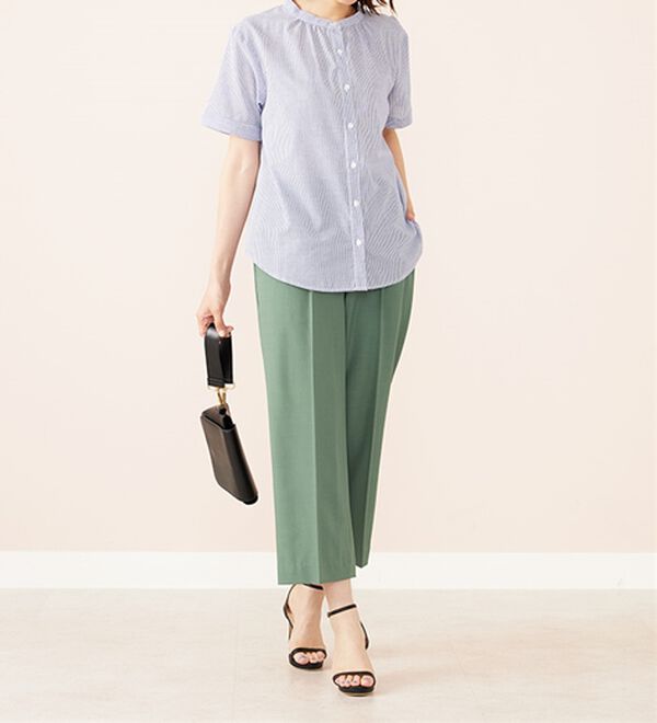 BELLUNA（ベルーナ）の「ギャザー使いバンドカラーブラウス（ブラウス）」｜詳細画像