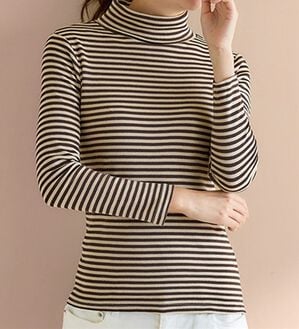 LAVIENNE（ラヴィエンヌ）の「【医師オススメ】綿１００％吸湿発熱あったかインナー　タートルネックインナー長袖（肌着・インナーウェア）」｜ベージュ／ブラウン