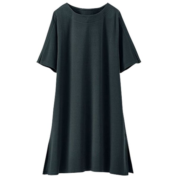 BELLUNA（ベルーナ）の「艶やか綿１００％スリット入りチュニックワンピース（チュニックワンピース）」｜詳細画像