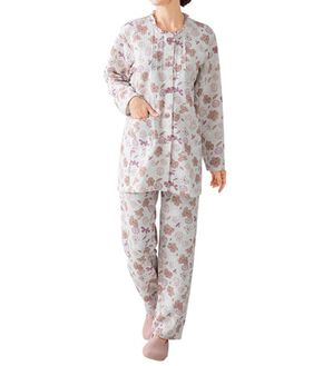 「【２着組】お花フリルの快眠キルトパジャマ（パジャマ・ルームウェア）」｜詳細画像