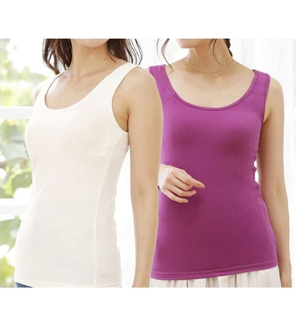 LAVIENNE（ラヴィエンヌ）の「４０代からの綿混快適カップ付タンクトップ（ブラトップ・カップ付きインナー）」｜詳細画像