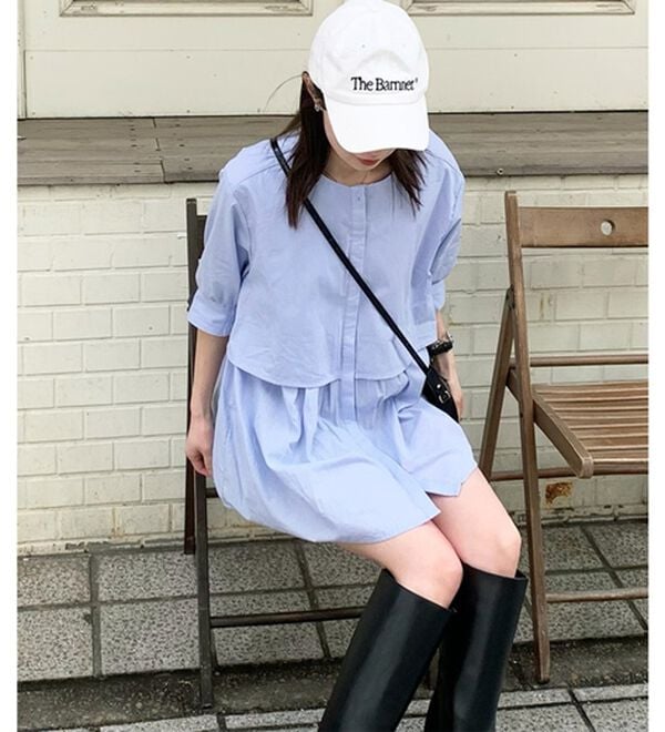 GeeRA（ジーラ）の「【華奢見え】羽織にもなる！ペプラムシャツチュニック（チュニック）」｜詳細画像