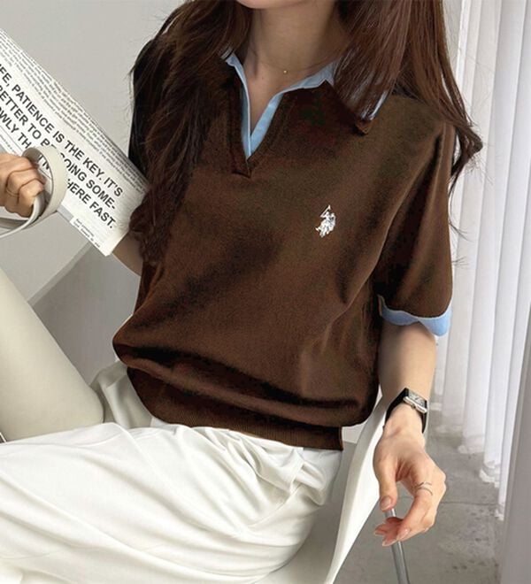 GeeRA（ジーラ）の「【ＵＳ．ＰＯＬＯ．ＡＳＳＮ】衿付ポロニットトップス（ニット・セーター）」｜詳細画像