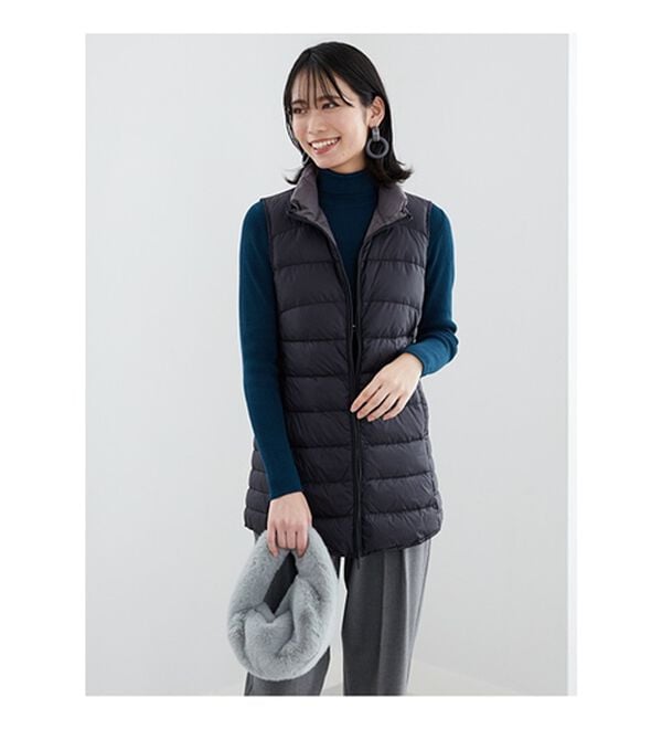 ☆☆☆【美品】大きいサイズ ラピーヌルージュ ロング ダウン ベスト ロングダウンベスト 中綿ベスト レディース ダウン風ベスト A