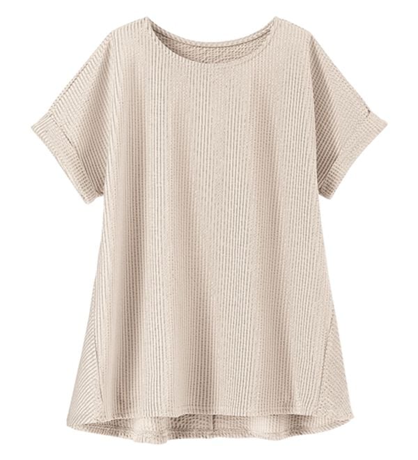 BELLUNA（ベルーナ）の「ニットサッカー素材ペプラムプルオーバー（カットソー）」｜詳細画像