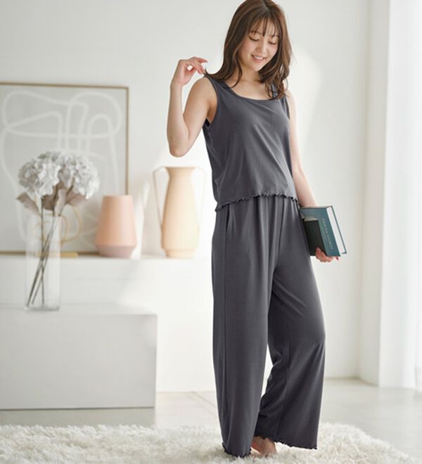 YU'NOW（ユナウ）の「リブルームウエア３点セット（パジャマ・ルームウェア）」｜詳細画像