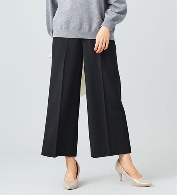 BELLUNA（ベルーナ）の「サマ見え（ウォーム）ベルト付ワイドパンツ（ワイドパンツ・ガウチョ）」｜黒