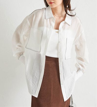 RANAN（ラナン）の「配色パイピングシアーシャツ（シャツ）」