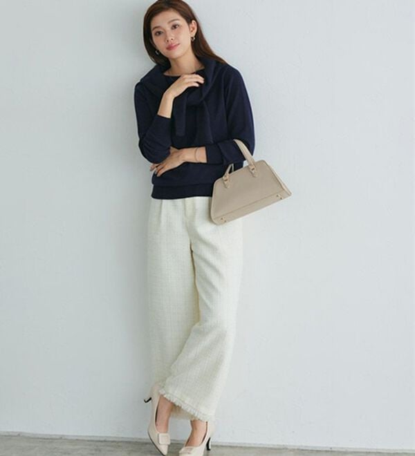 Pierrot（ピエロ）の「【Ｓ～３Ｌ】ネックが選べるプレミアムカシミヤタッチニット（ニット・セーター）」｜詳細画像