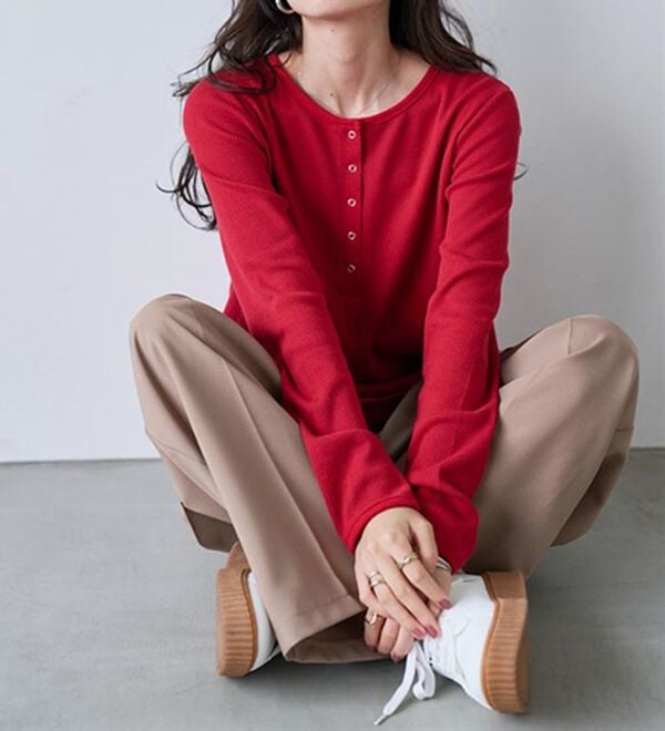 RANAN（ラナン）の「ヘンリーネックワッフルロンＴ（カットソー）」｜詳細画像