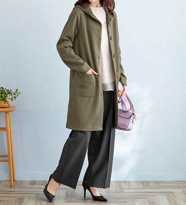 BELLUNA（ベルーナ）の「ボーダージャカード素材フードカーディガン（その他ジャケット）」｜詳細画像