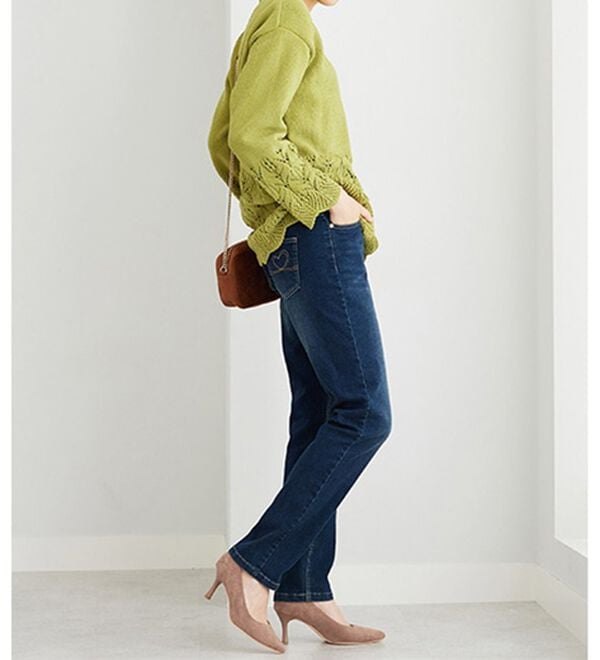 BELLUNA（ベルーナ）の「【暖かデニム】ふんわり裏起毛ストレッチスリムジーンズ（フルレングスパンツ）」｜詳細画像