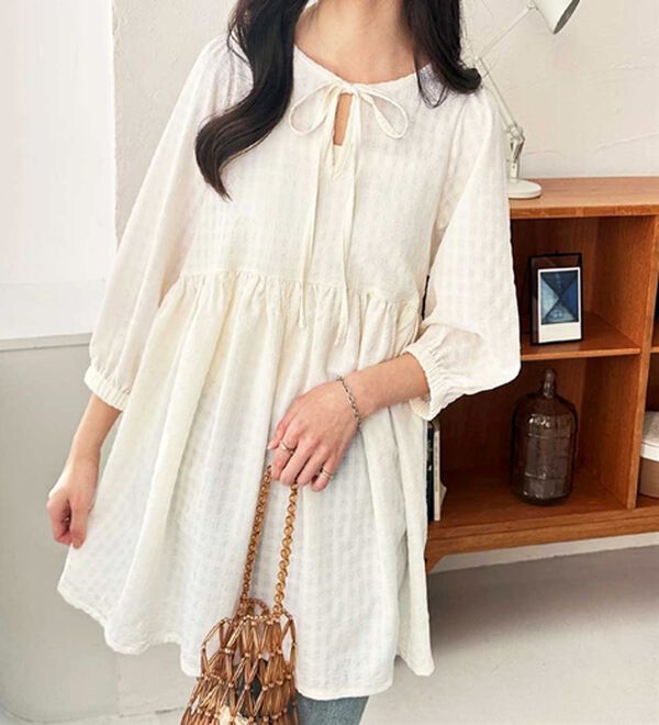 GeeRA（ジーラ）の「前後２ＷＡＹチェックペプラムチュニック（チュニック）」｜詳細画像