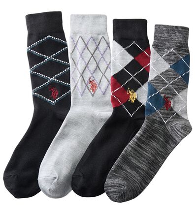 「【４足組】＜ユーエス　ポロ　アッスン＞アイビーソックス４足組（メンズ靴下・タイツ）」