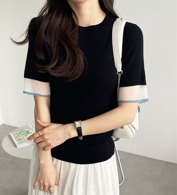 GeeRA（ジーラ）の「『ドラマ着用商品』 袖口シアーリブニット（ニット・セーター）」｜詳細画像