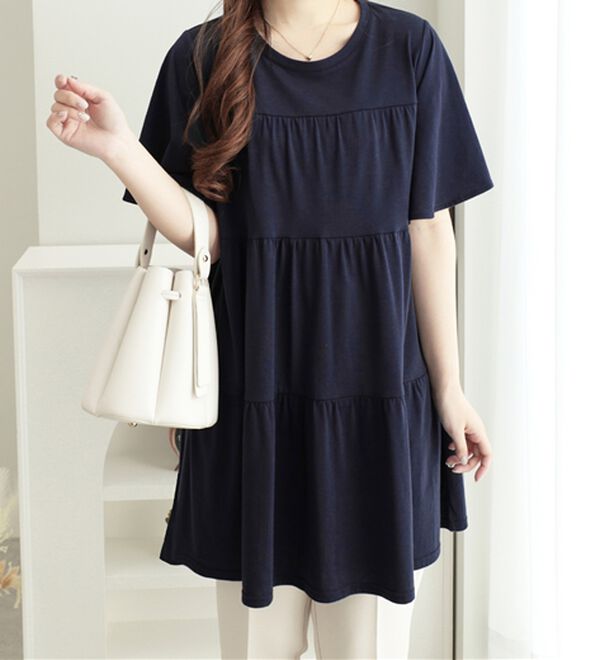 alotta（アロッタ）の「楽に可愛く！ふんわり綿混ティアードチュニック（チュニック）」｜詳細画像