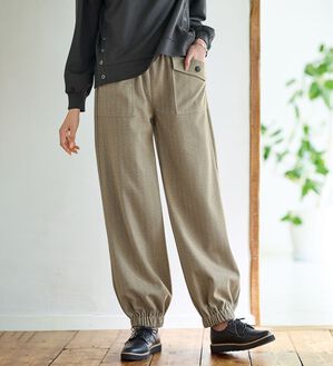 BELLUNA（ベルーナ）の「ツイード調素材ボタン使いコロンパンツ（フルレングスパンツ）」｜詳細画像