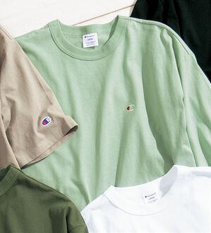 「＜チャンピオン＞綿１００％リラックスフィット５分袖Ｔシャツ（メンズＴシャツ）」｜ミント