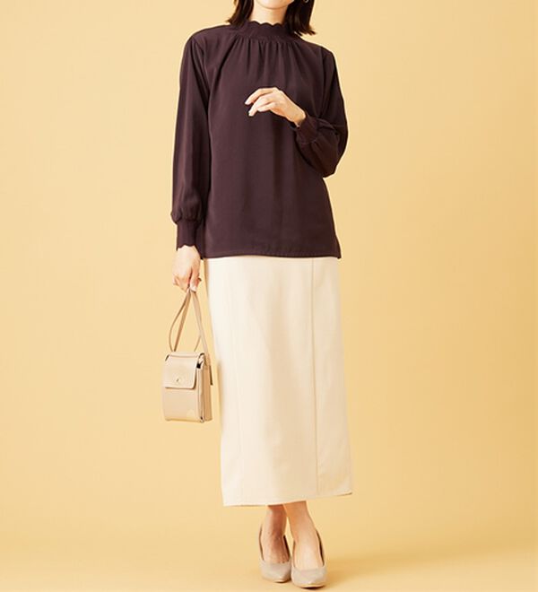 BELLUNA（ベルーナ）の「衿＆袖ニット使い美人顔ブラウス（ブラウス）」｜詳細画像