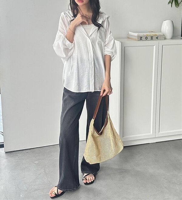 GeeRA（ジーラ）の「羽織にも◎フード付きオーバーサイズシャツ（シャツ）」｜詳細画像