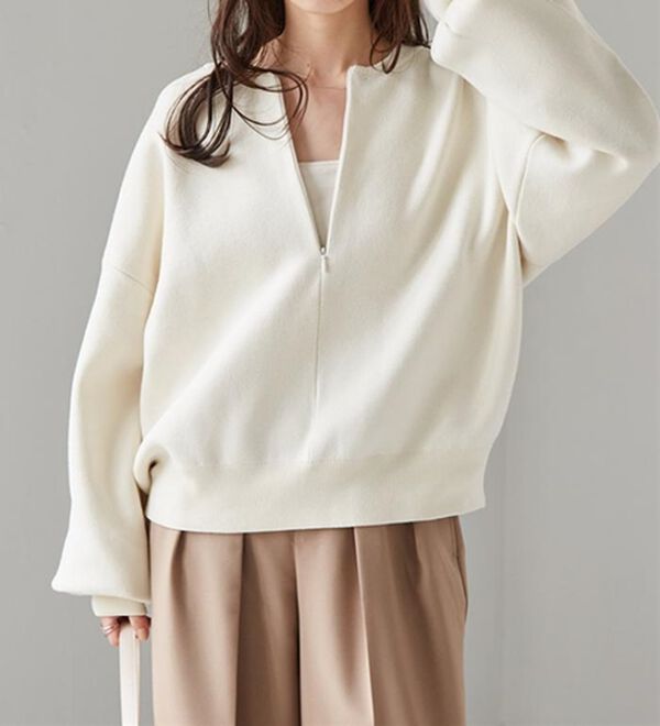 RANAN（ラナン）の「ハーフジップスウェットライクニット（ニット・セーター）」｜詳細画像