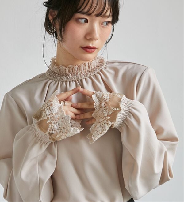 RANAN（ラナン）の「レースフリルプチハイネックブラウス（ブラウス）」｜詳細画像