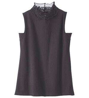 BELLUNA（ベルーナ）の「綿１００％脇汗対策エレガントハイネックインナー（タンクトップ・キャミソール）」｜黒