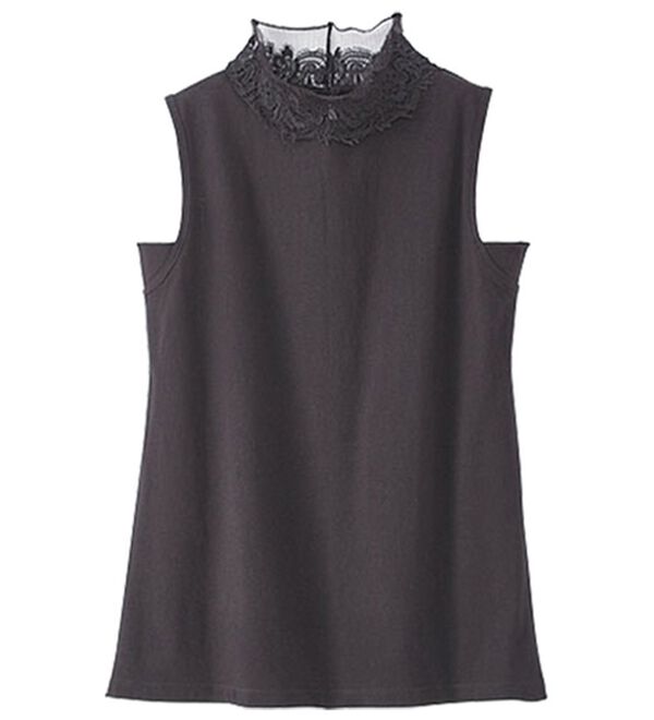 BELLUNA（ベルーナ）の「綿１００％脇汗対策エレガントハイネックインナー（タンクトップ・キャミソール）」｜黒