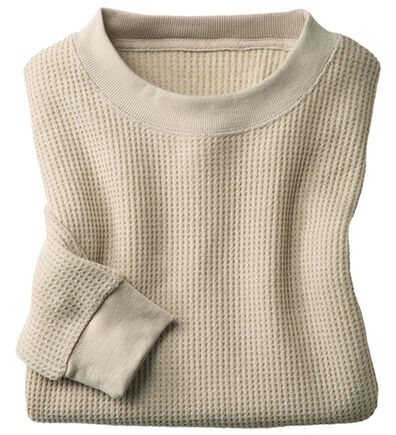 「＜シンプル＆プラス＞裏起毛ワッフルロングＴシャツ（メンズＴシャツ）」