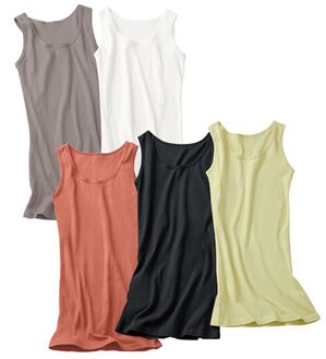 LAVIENNE（ラヴィエンヌ）の「【５色組】下着に見えない！綿１００％アースカラータンク（肌着・インナーウェア）」｜5色組
