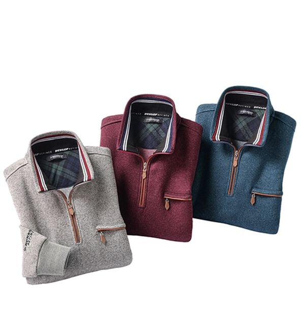 「＜ダンロップ・リファインド＞ツイード調ハーフジップトレーナー（メンズトレーナー）」｜詳細画像