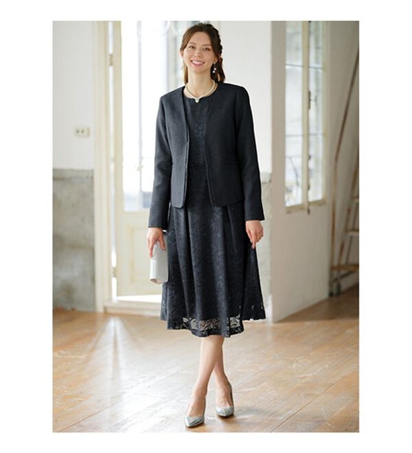 BELLUNA（ベルーナ）の「花柄オパール素材ワンピースアンサンブル（ワンピースセットスーツ）」｜詳細画像