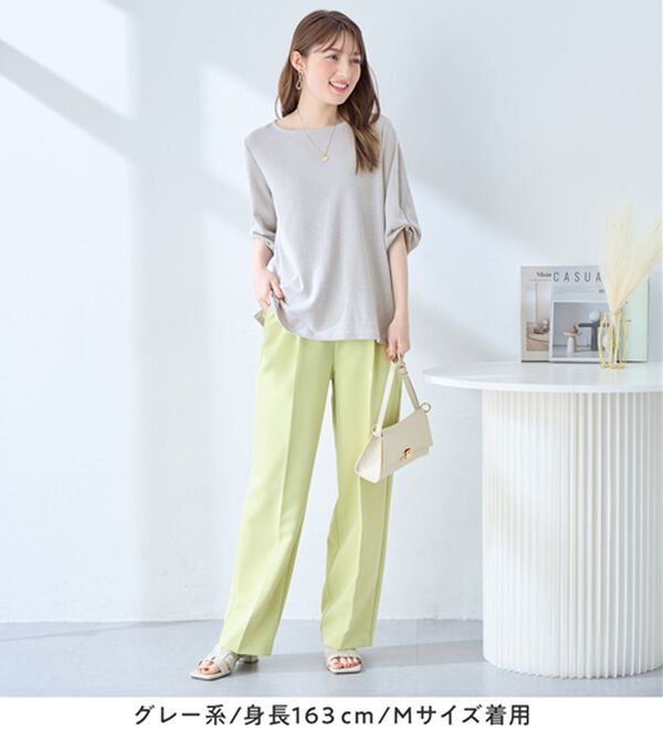 alotta（アロッタ）の「さらっと軽い綿混ストライプ袖タックプルオーバー（ブラウス）」｜詳細画像