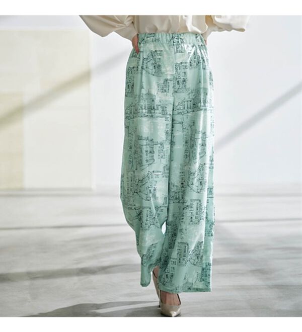 RANAN（ラナン）の「スカーフプリントセミワイドパンツ（フルレングスパンツ）」｜詳細画像