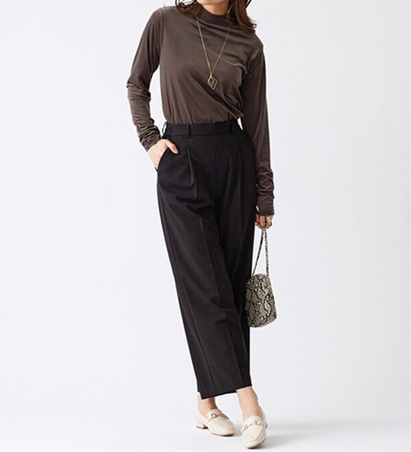 BELLUNA（ベルーナ）の「艶やかシアーベロア袖シャーリングプルオーバー（カットソー）」｜詳細画像