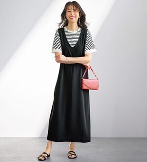 BELLUNA（ベルーナ）の「ロゴプルオーバー付！ワンピースアンサンブル（アンサンブル）」｜黒