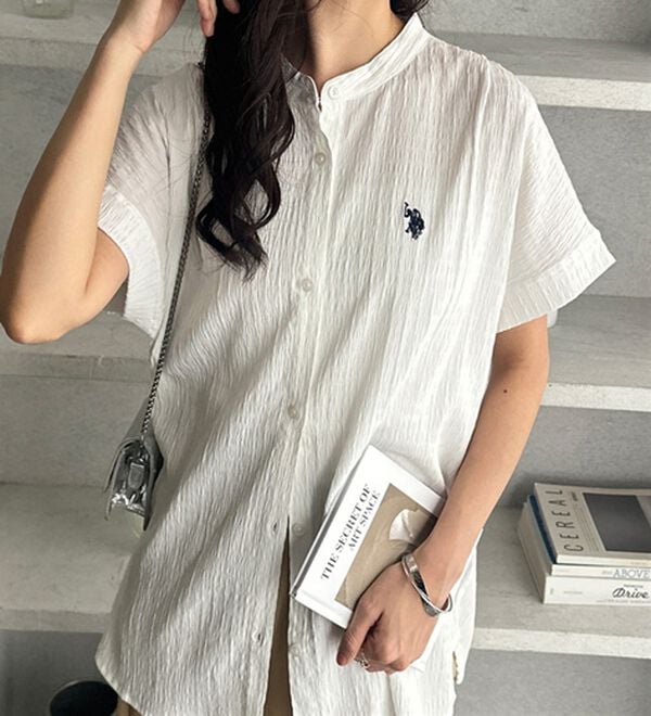 GeeRA（ジーラ）の「【ＵＳ．ＰＯＬＯ．ＡＳＳＮ】ポコポコ素材フレンチスリーブシャツ（シャツ）」｜詳細画像