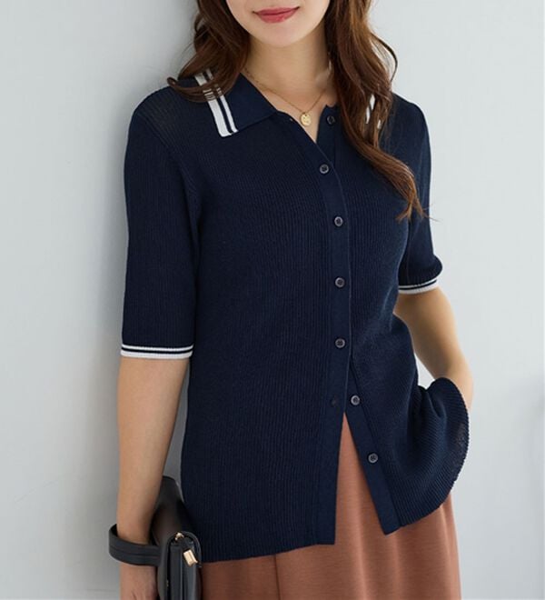 Viola e Viola（ヴィオラ エ ヴィオラ）の「アソートシアーリブニットポロシャツ（ポロシャツ）」｜詳細画像